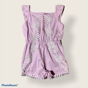 Calvin Klein girls lavender embroidered romper